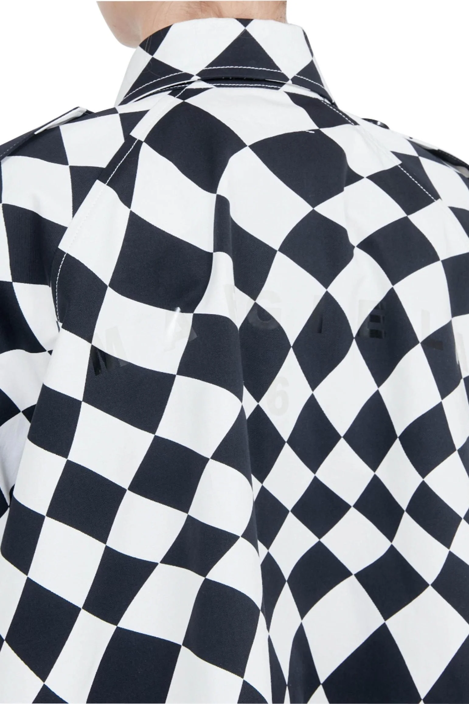 MM6 Maison Margiela Distorted Chess Print Trench Jacket — SLOW WAVES